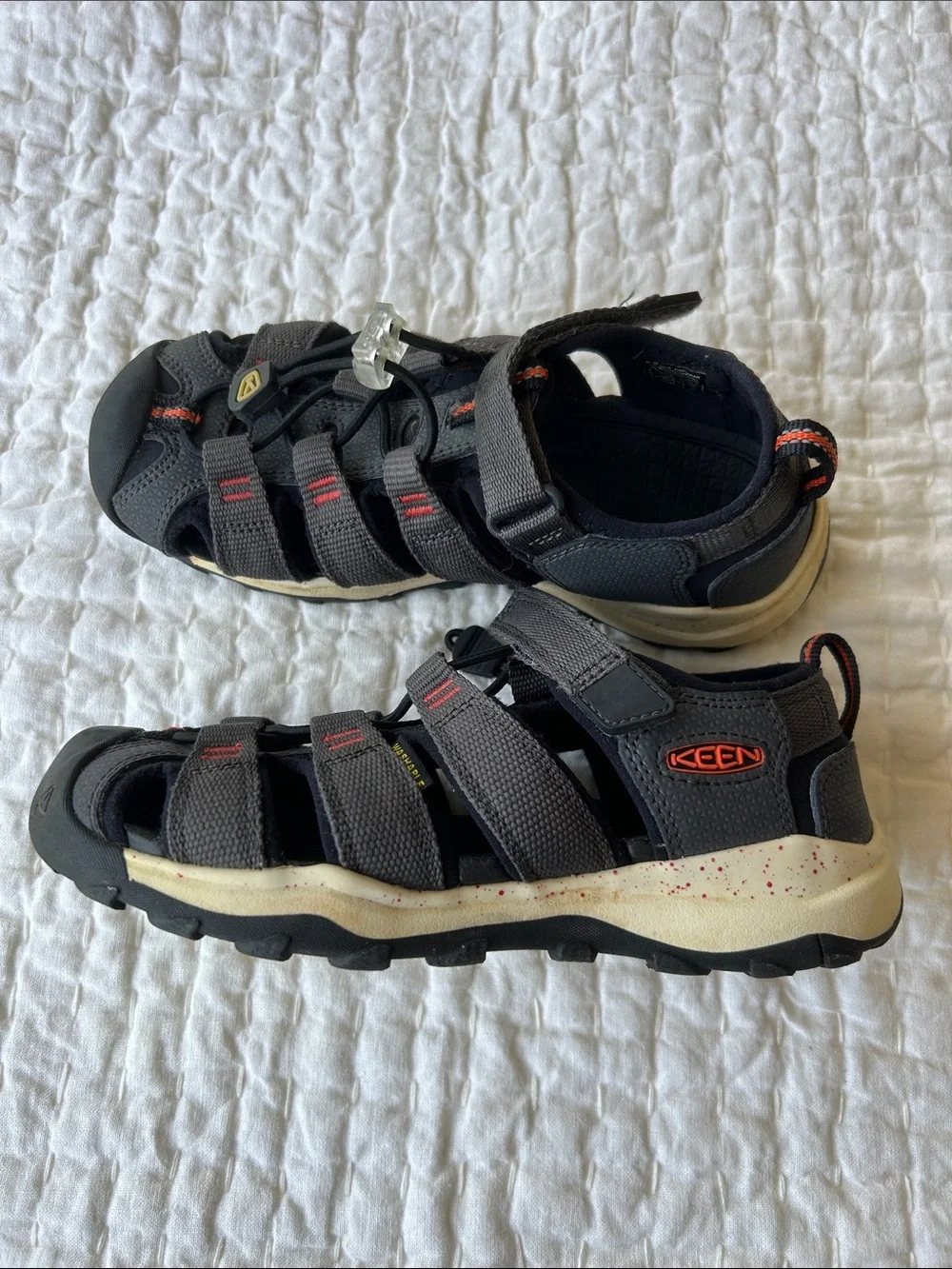 Keen Boys Grey Closed-Toe Strappy Sandals with orange Accents